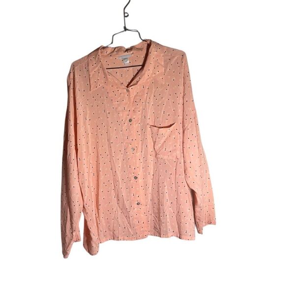 Eberjey Viscose Peach Long Sleeve Pajama Set Large - Picture 2 of 5
